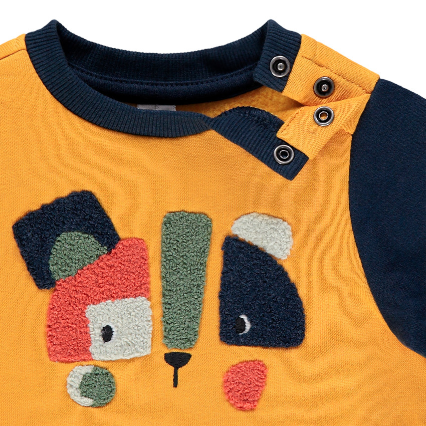 Jogging en molleton bicolore à motif en bouclette et poches 