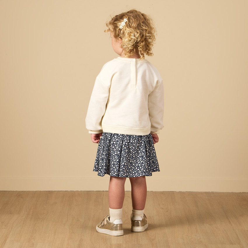 Vestido de manga larga en sarga y felpa efecto 2 en 1 para bebé niña 