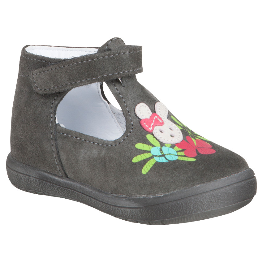 Zapatos salomé de cuero de color gris con detalle impreso 