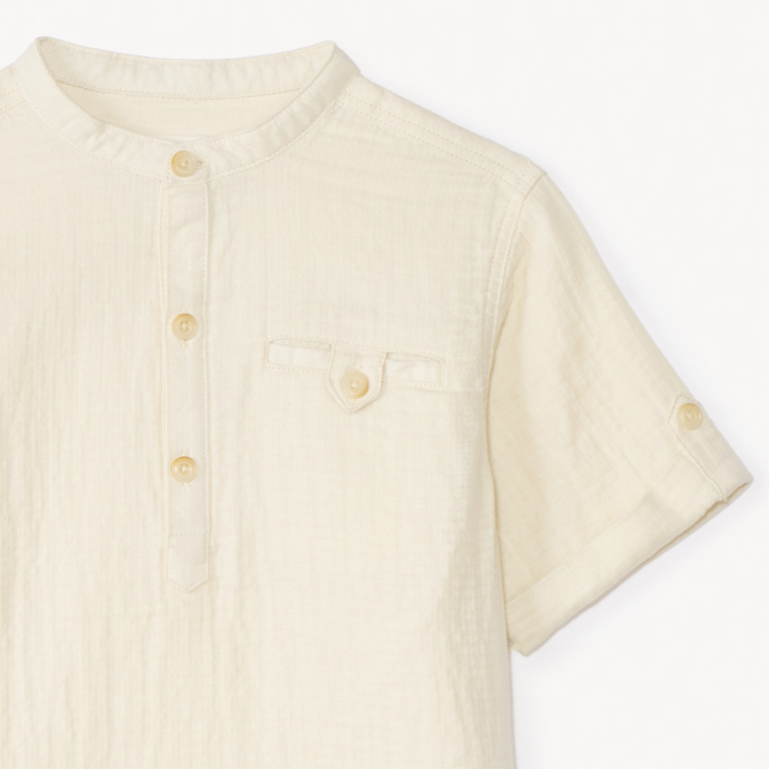 Camisa de manga corta tipo mao de gasa niño 