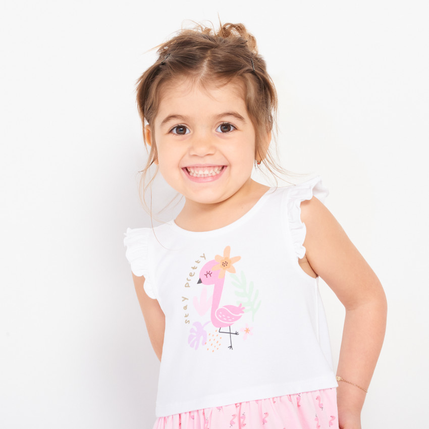 Vestido de fantasía con flamencos rosas y mangas con volantes para niña bebé  Additional Vestido de fantasía con flamencos rosas y mangas con volantes para niña bebé