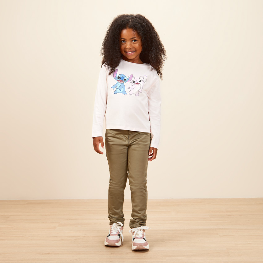 Pantalón slim en sarga lisa niña 