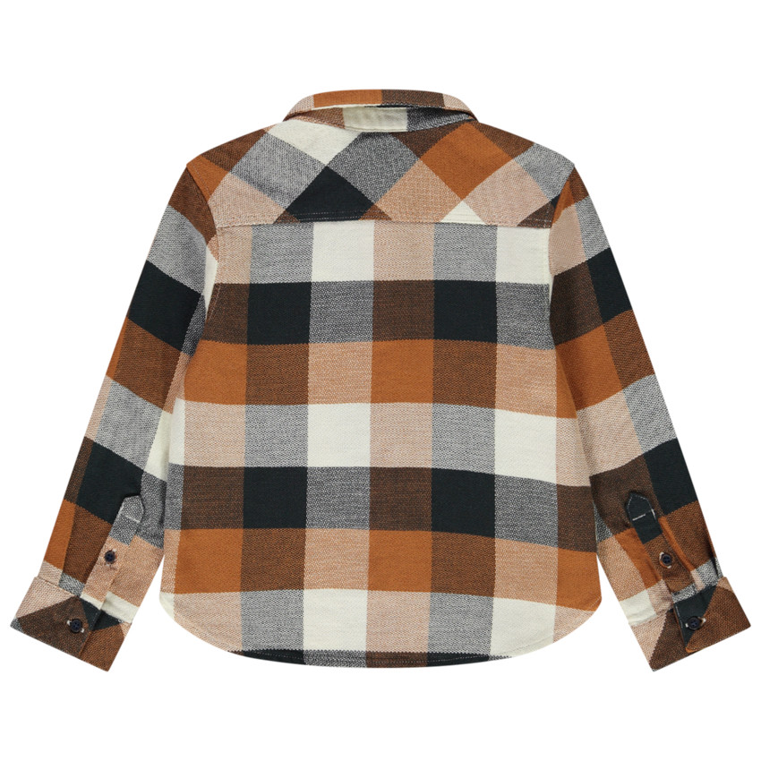 Camisa de cuadros de manga larga con bolsillo para niño 