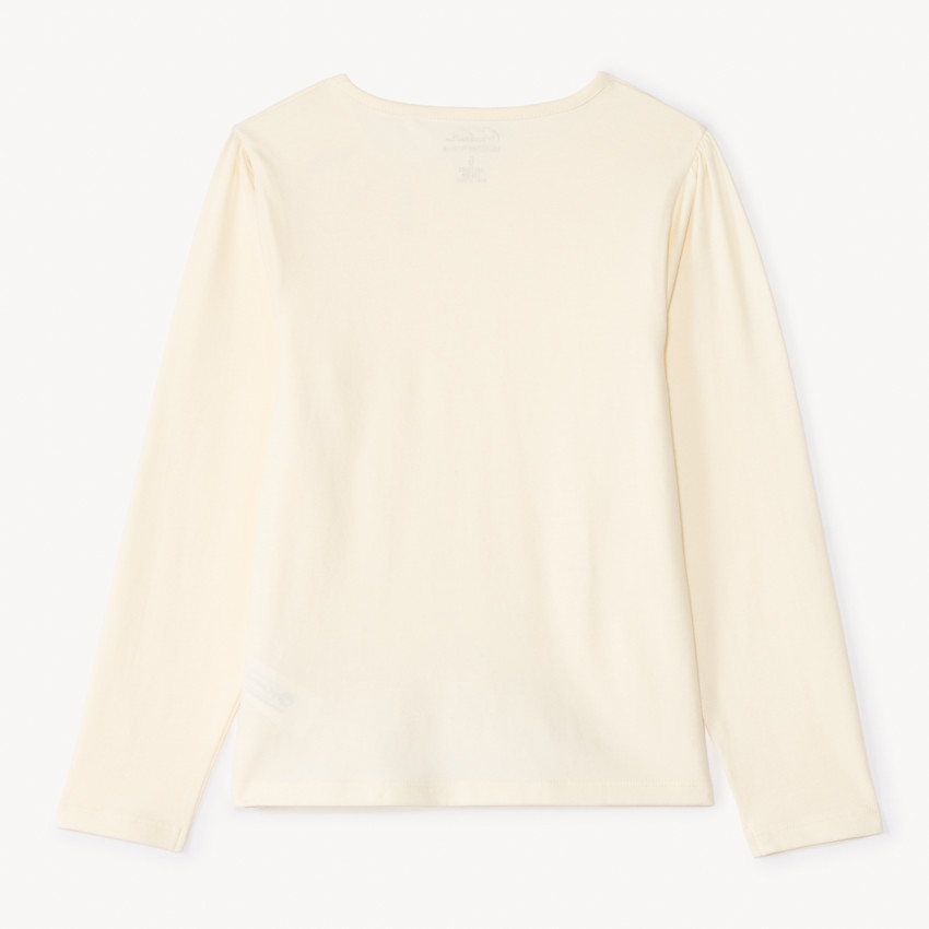 Camiseta de manga larga con corte original y strass para niña 