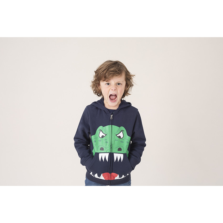 Chaqueta con capucha con cremallera y estampado de dinosaurio 