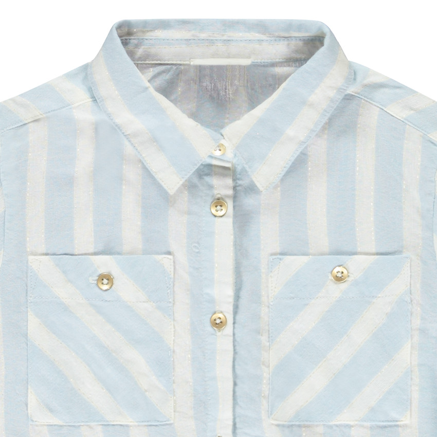 Camisa de manga larga rayada con lazo para niña 