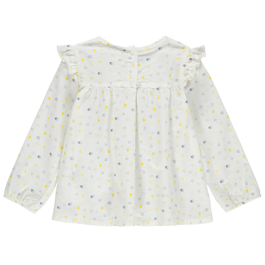 Tunique manches longues à coeurs all-over et volants 