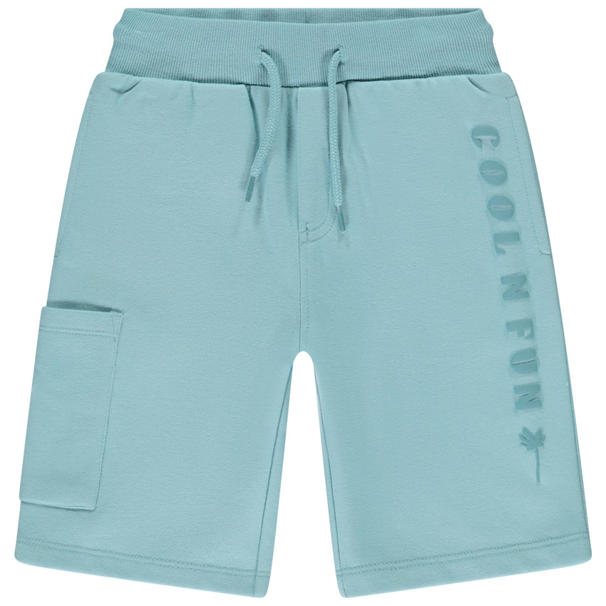 Bermuda de felpa lisa con estampado puff print para niño 