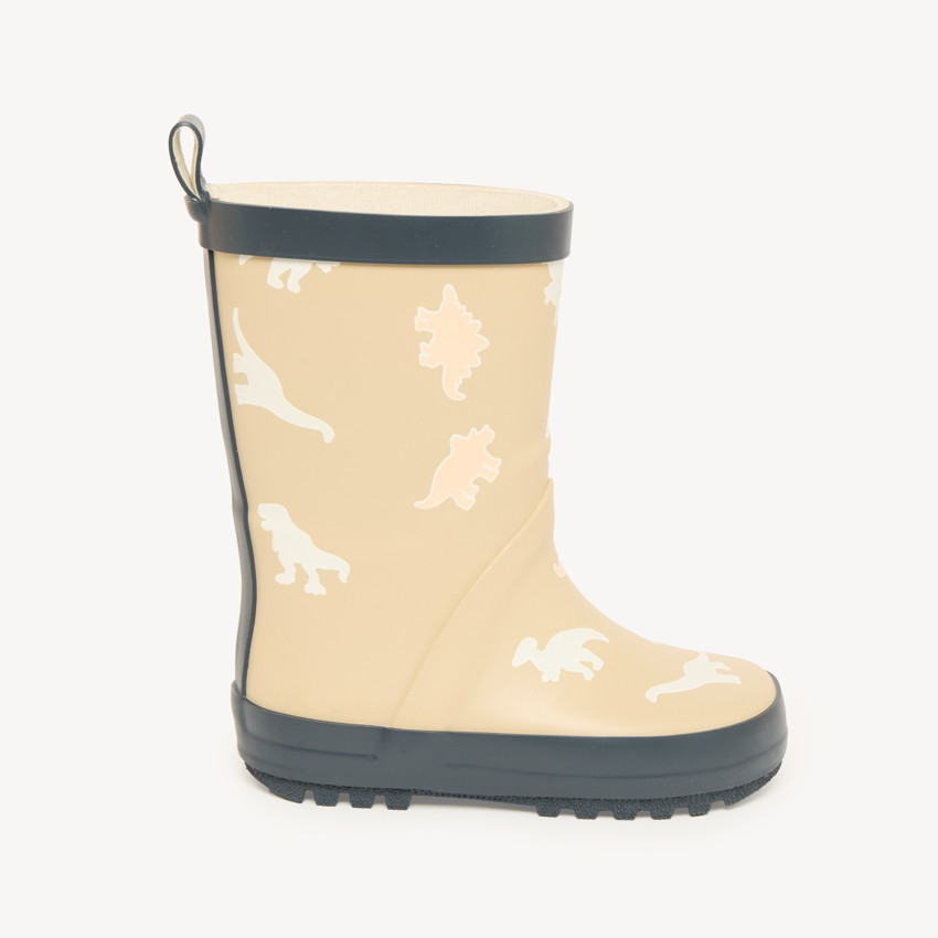 Botas de lluvia para niño con estampado de dinosaurios y colores cambiantes. 