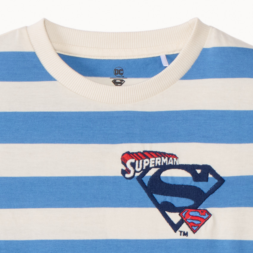 Camiseta de manga corta a rayas Superman Warner para niño 