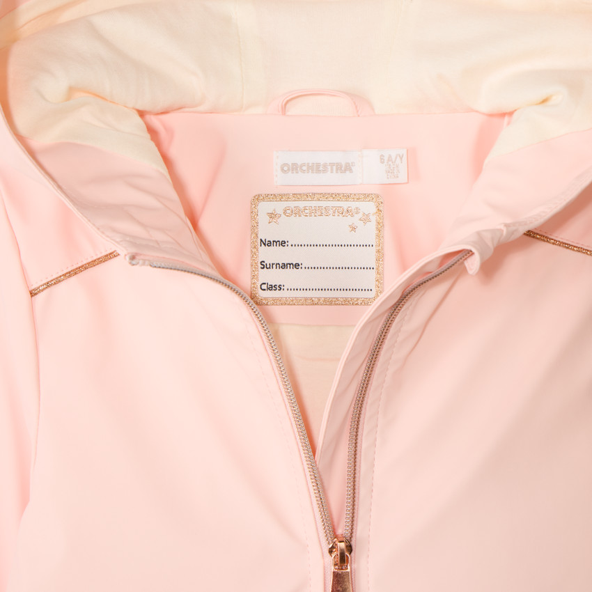 Parka de goma unicolor con capucha para niña 