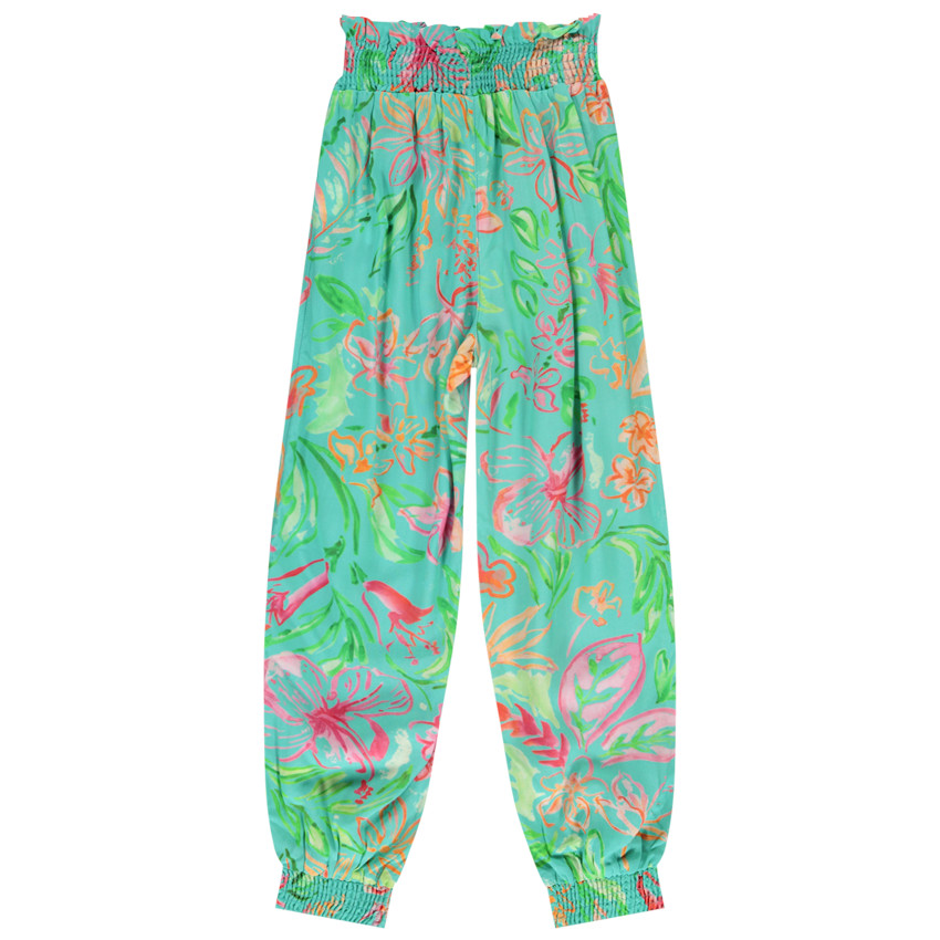 Pantalón fluido estampado tropical para niña 