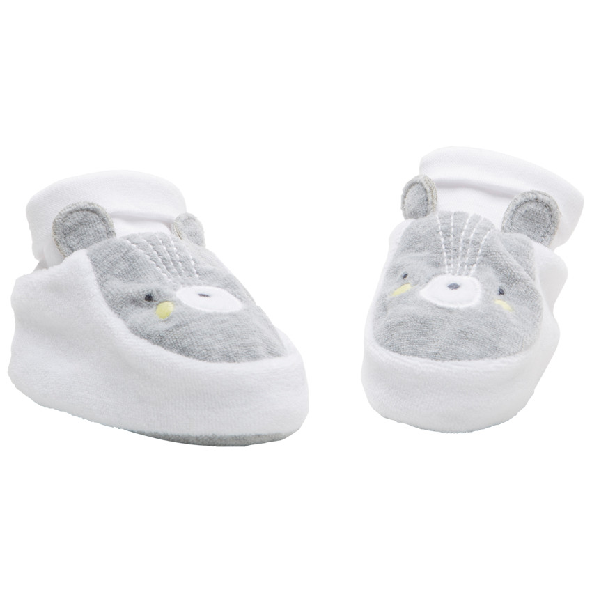 Patucos de terciopelo con ojos bordados y orejas de relieve 