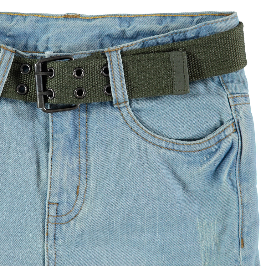 Pantalon corto vaquero efecto used con cintura y bolsillos 