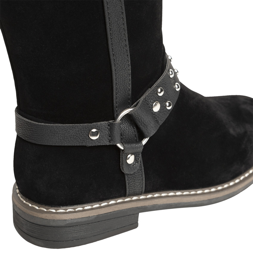 Bota efecto serraje tira con remaches 