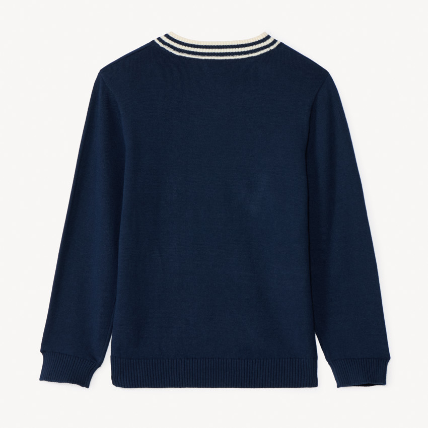 Suéter de manga larga con cuello en V y print de barco para niño 