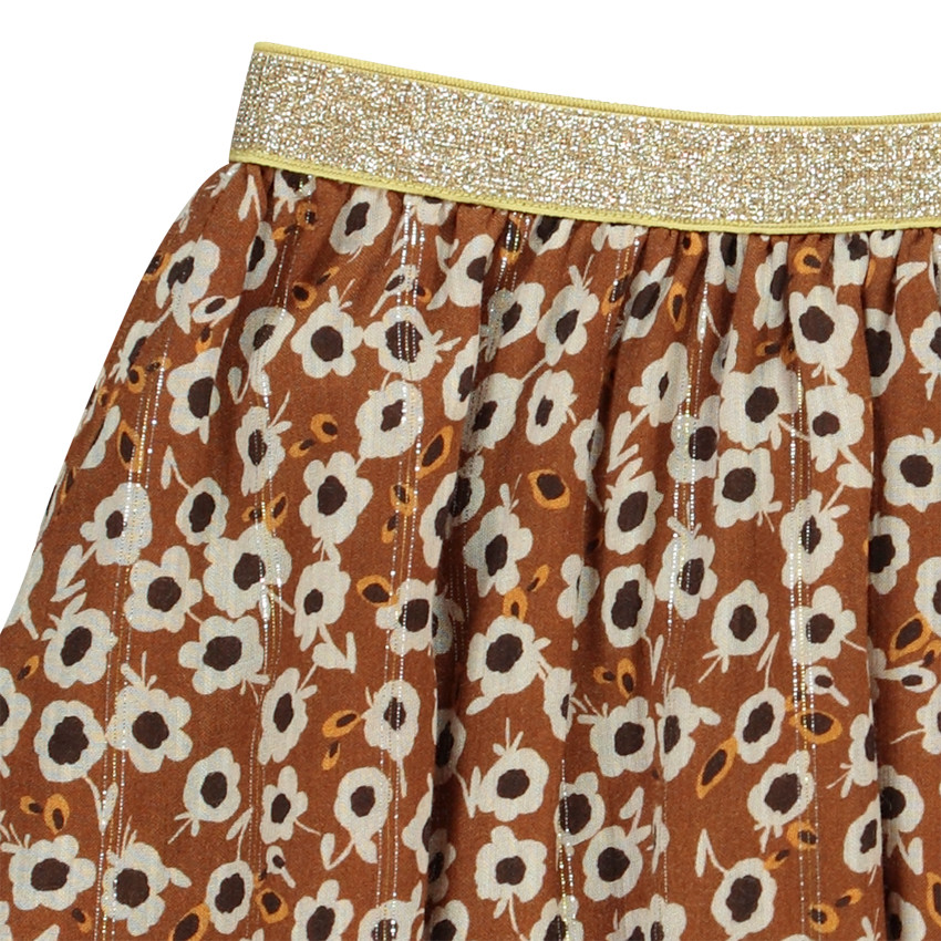 Falda corta en gasa de viscosa con estampado floral para niña 