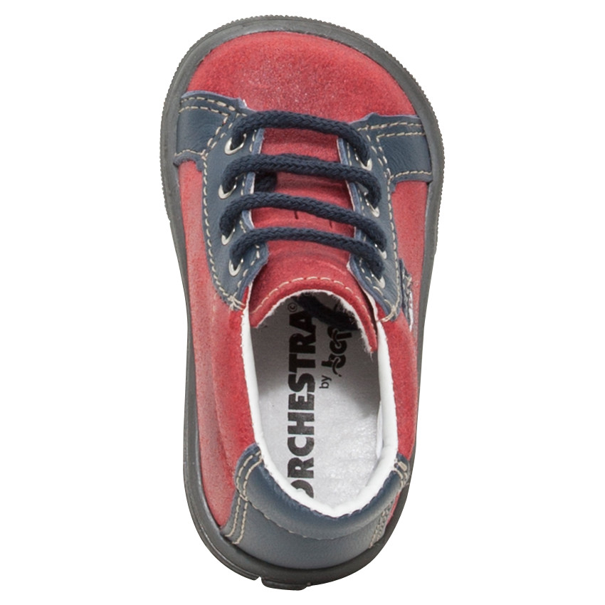 Botines de piel con cordones y gato estampado 