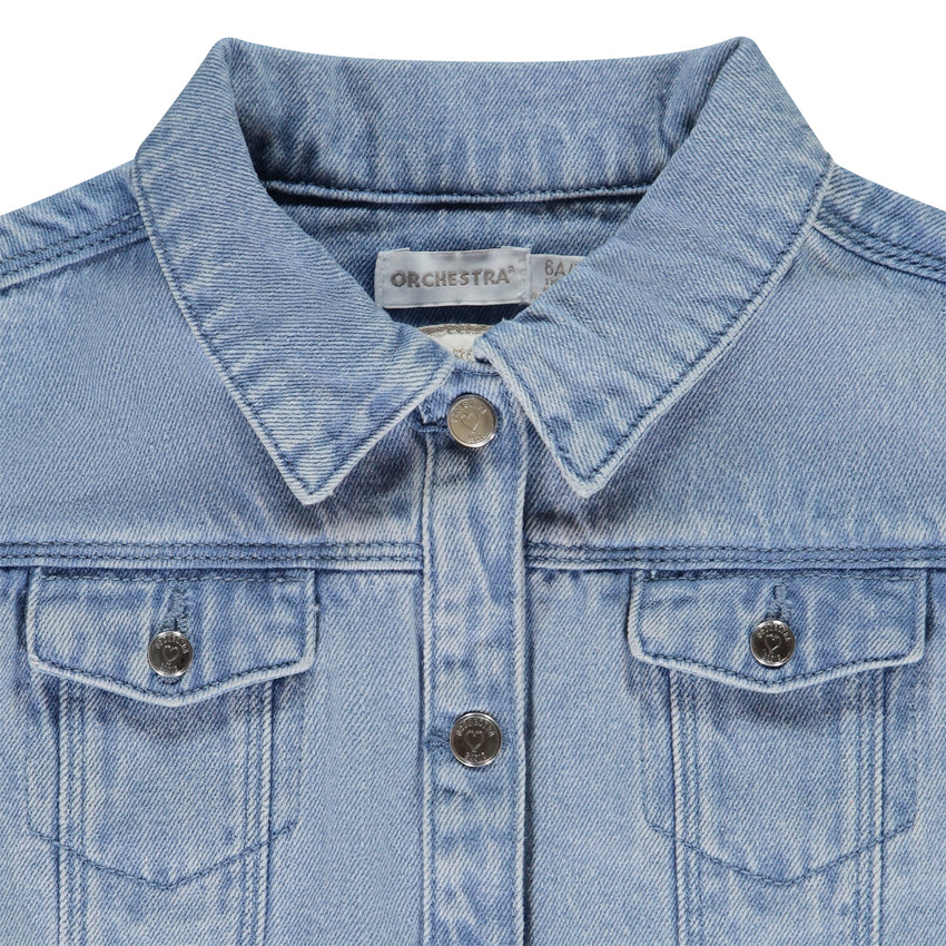 Chaqueta de mezclilla sin mangas con cuello camisero para niña 