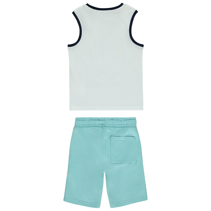 Conjunto camiseta sin mangas fantasía + short liso de felpa para niño 