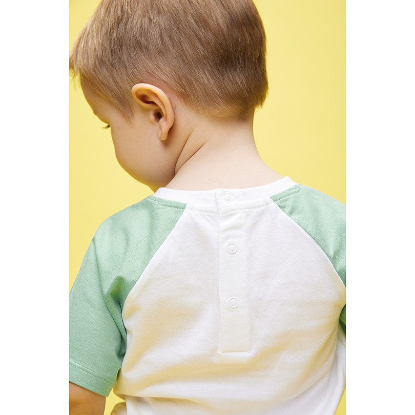 Camiseta de manga corta raglán de punto estampado Mickey Disney para bebé niño 