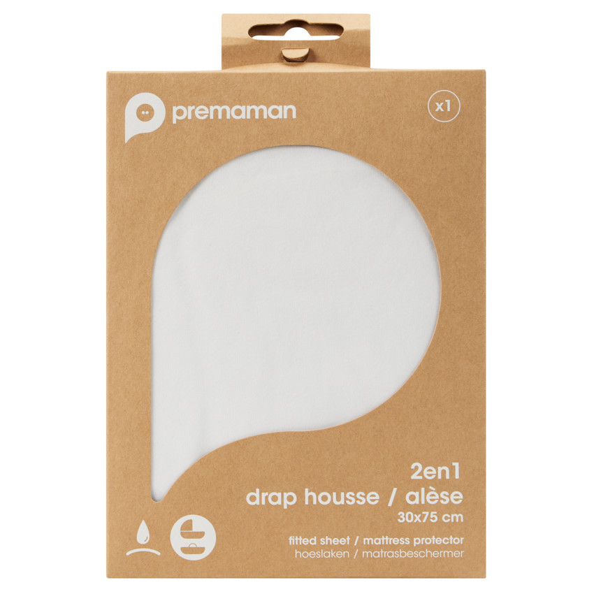 Sábana bajera 2 en 1 para capazo 30 x 75 cm blanco 