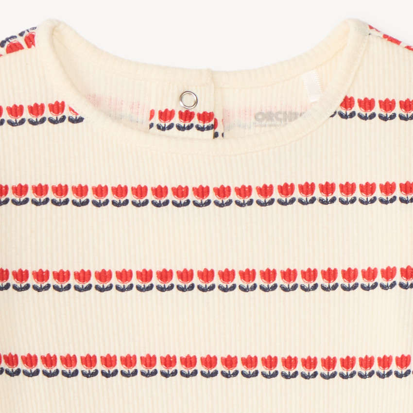 Camiseta de manga larga niña con estampado de tulipanes 