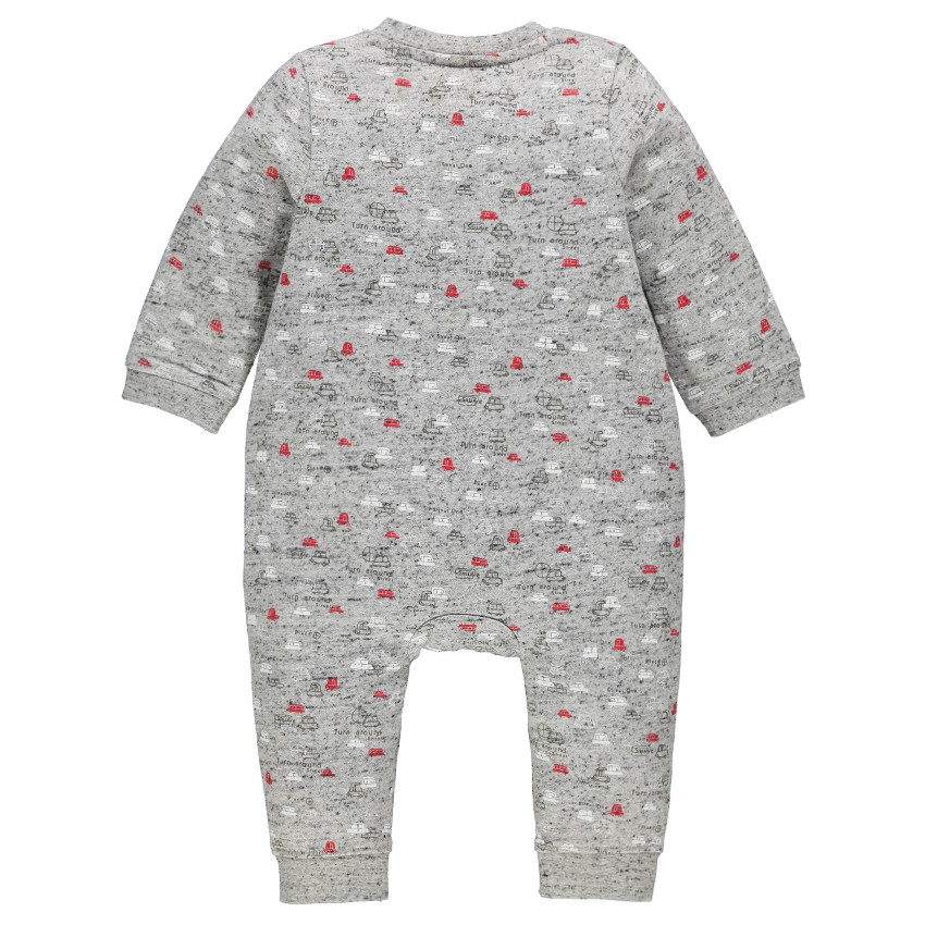 Combinación de felpa con estampado all-over bolsillos canguro 