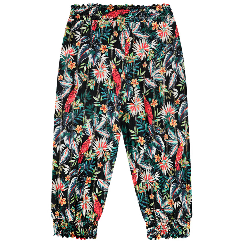 Pantalón pirata fluido print tropical 