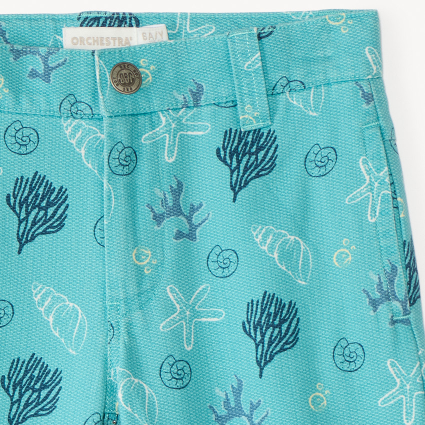 Bermudas de tela con estampado de conchas para niño 