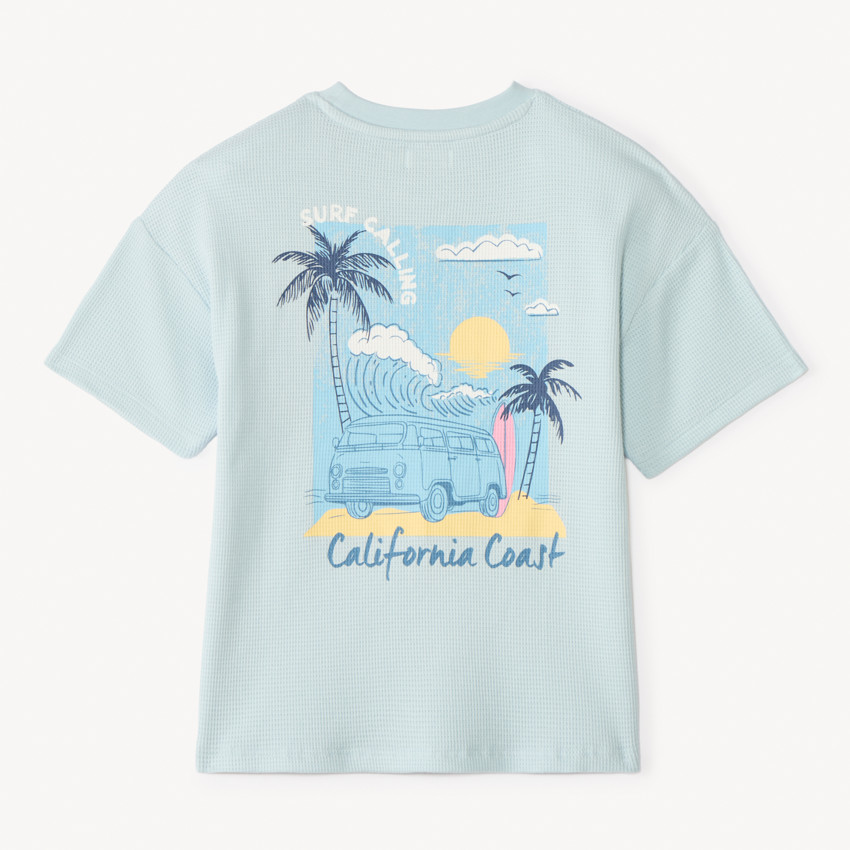 Camiseta de manga corta de piqué con estampado divertido para niño 