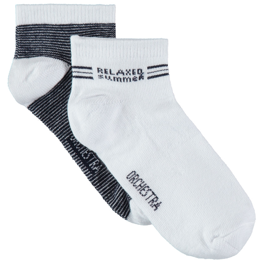Pack de 2 pares de calcetines cortos lisos y rayados 
