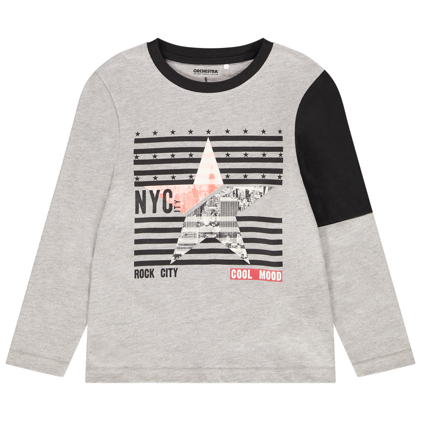 T-shirt en jersey avec print et détail color block pour garçon Main T-shirt en jersey avec print et détail color block pour garçon
