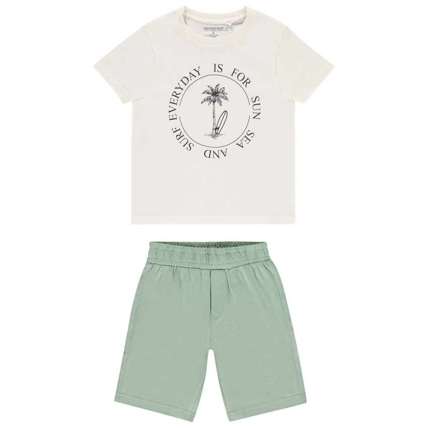 Ensemble t-shirt manches courtes printé + bermuda uni pour garçon  