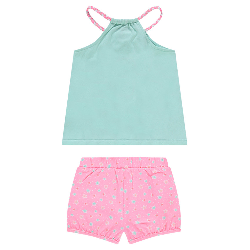 Conjunto con camiseta con dibujo de helado y punto de estrellas 