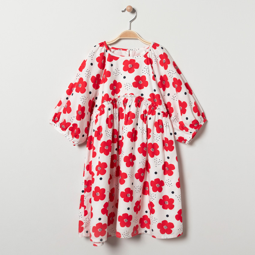 Vestido manga 3/4 print flores  Additional Vestido manga 3/4 print flores