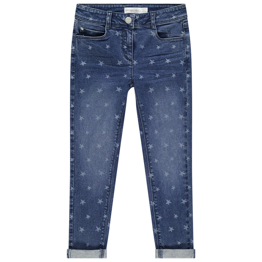 Jeans slim efecto desgastado estampado estrellas all-over 