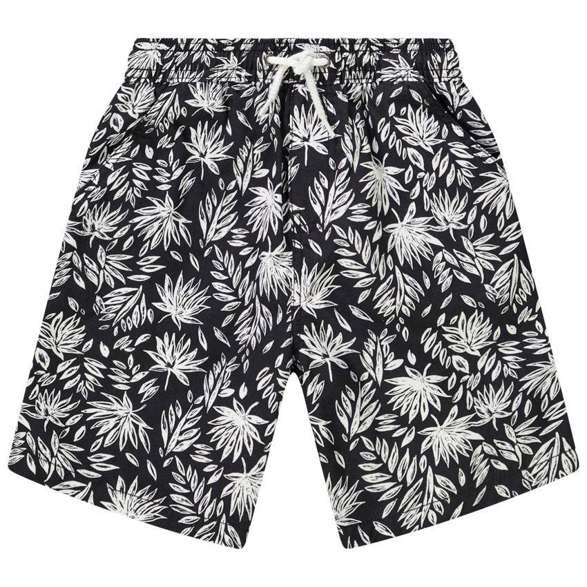 Bermuda en coton imprimé feuilles garçon 