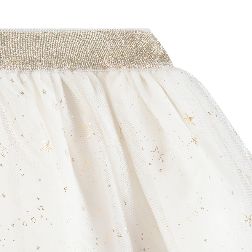 Jupe volantée à étoiles en foil doré  
