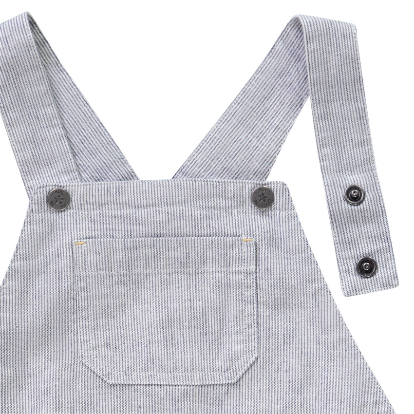 Salopette corta de lona a rayas finas para bebé niño 