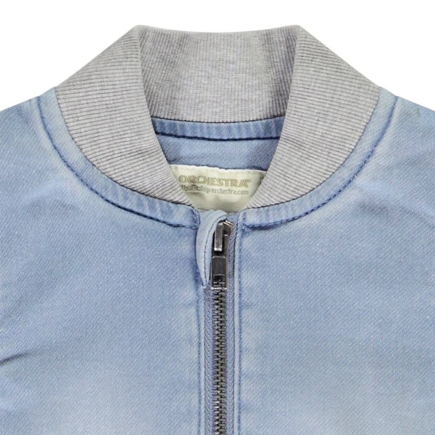 Chaqueta bomber de mezclilla con cuello acanalado para bebé niño 