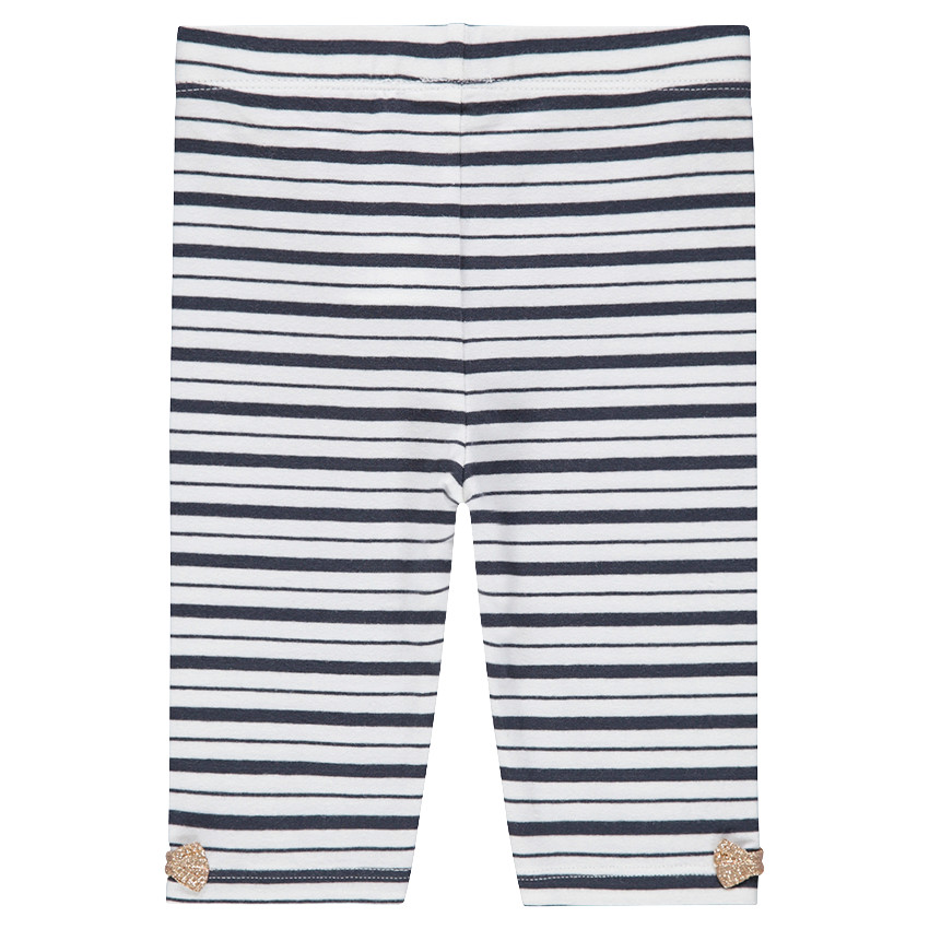 Leggings cortos con rayas y lazo dorado 