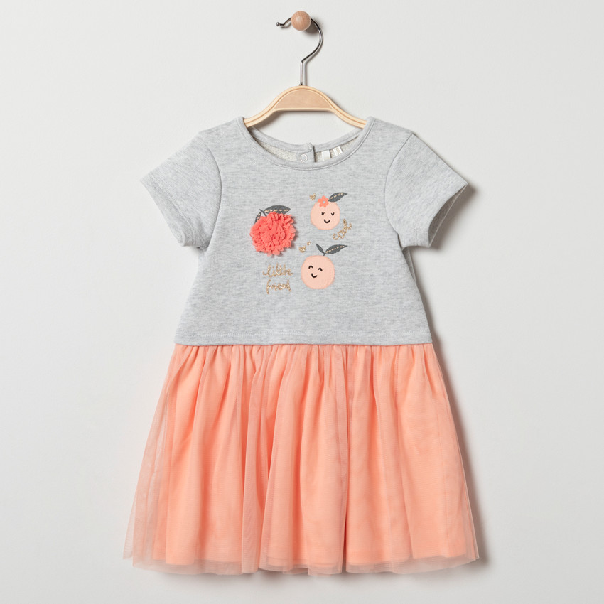 Vestido manga corta efecto 2 en 1 