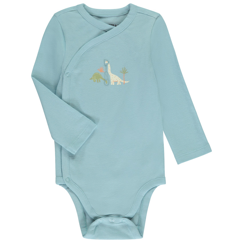 Pack de 5 bodies de manga larga con motivos de dinosaurios para bebé niño con aberturas diferentes según la edad 