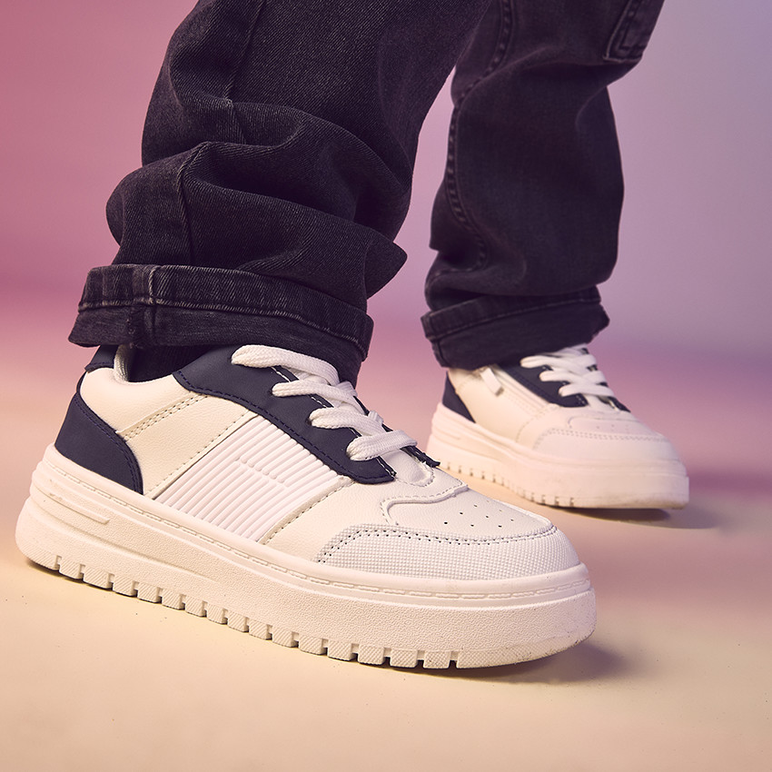 Zapatillas deportivas con cordones y cremallera + empiècements para niño 
