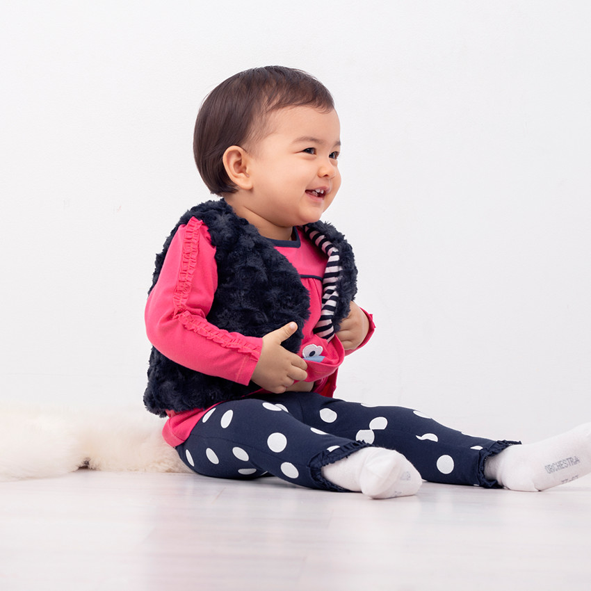 Chaleco de borreguillo con forro de rayas de punto 