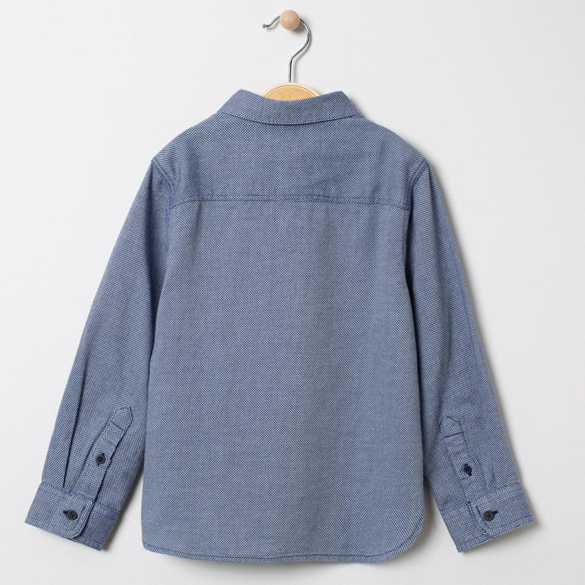 Chemise manches longues en coton fantaisie à poche 