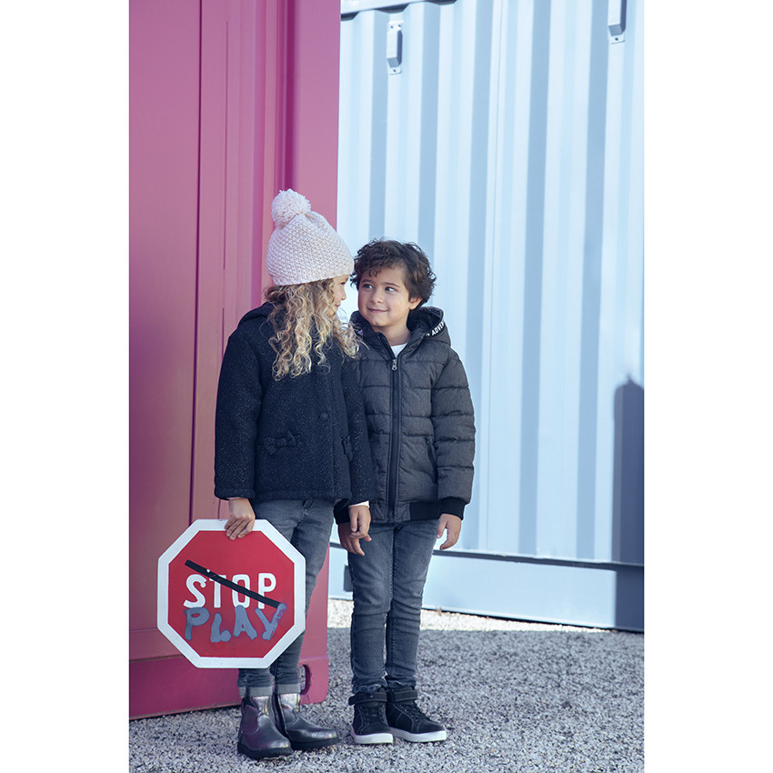 Abrigo de paño de lana y forro sherpa 