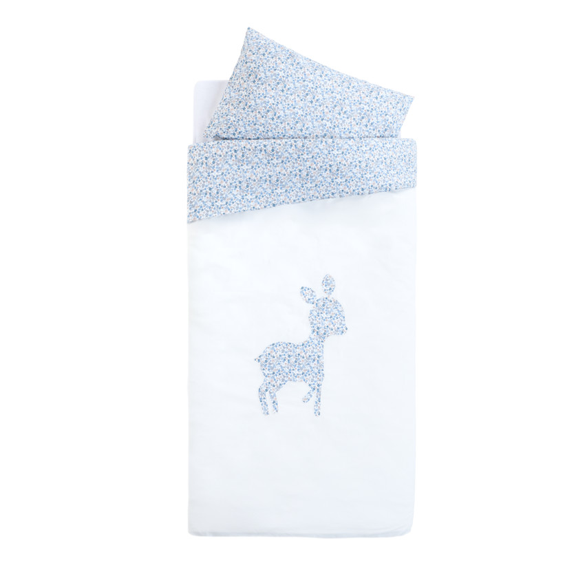 Conjunto de cama con funda nórdica de 100 x 140 cm + funda de almohada de 60 x 40 cm - Flores pequeñas 