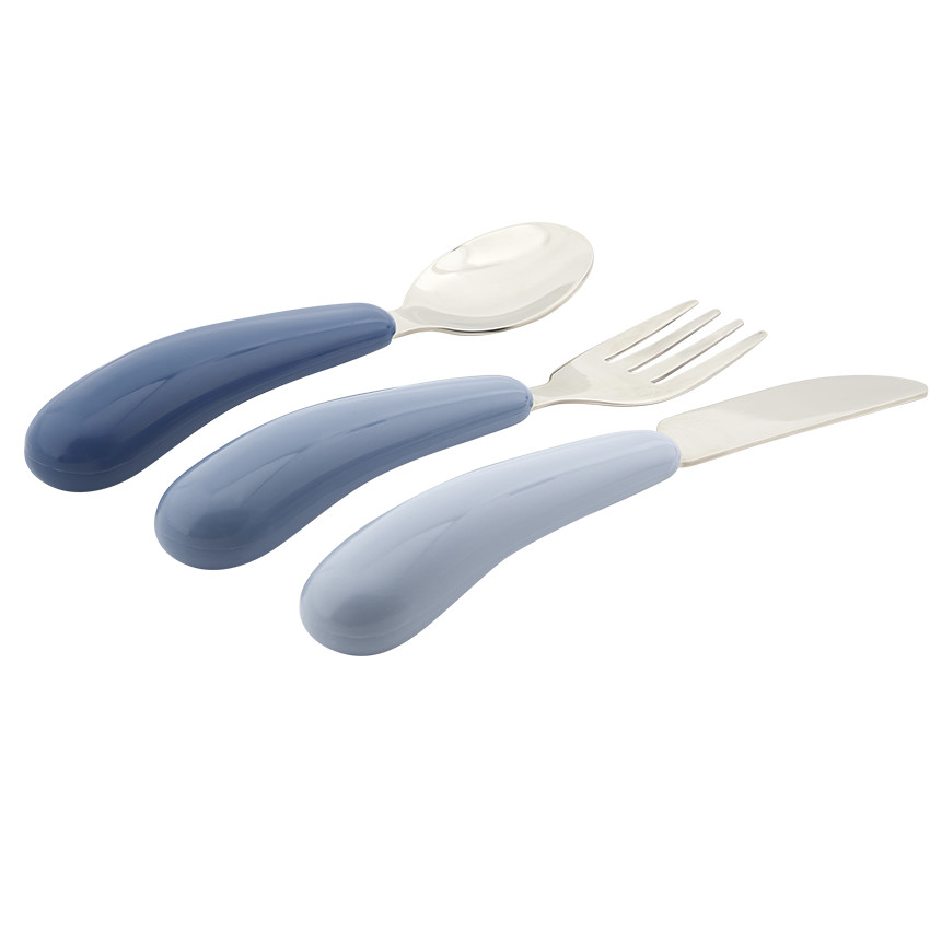Set de 3 cubiertos Yummix de metal azul 